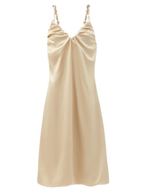 Libi Ruched Silk Dress - Womens - Beige