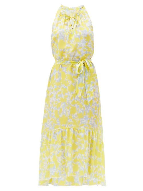 Heidi Klein - Floral-print Silk-crepe Midi Dress - Womens - Yellow Print