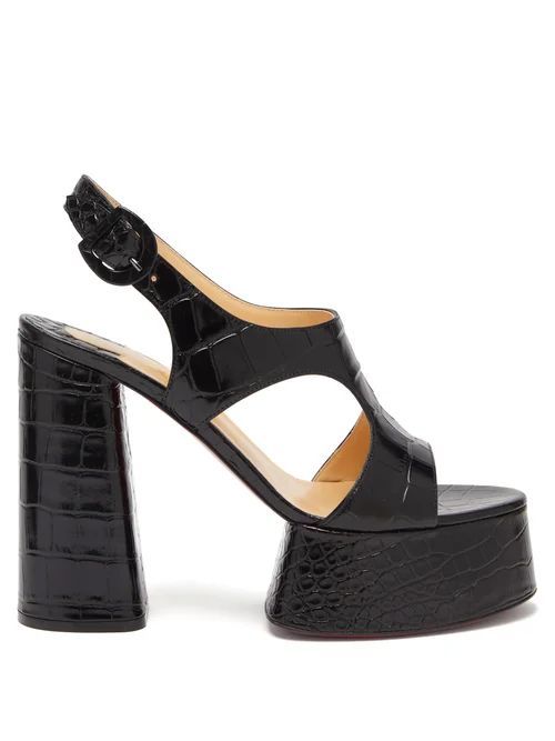 Foolish 130 Croc-effect Leather Platform Sandals - Womens - Black