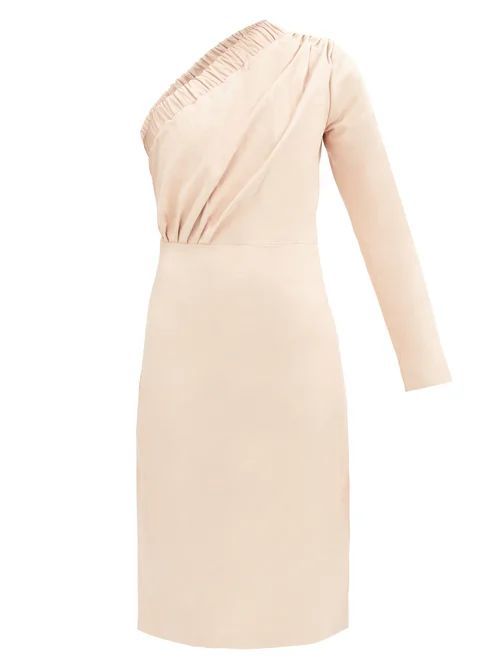 Gorgiee Asymmetric One-shoulder Leather Dress - Womens - Light Pink