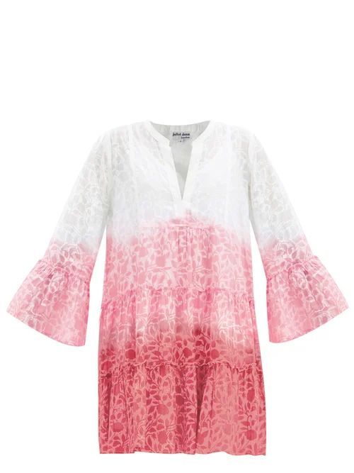 Juliet Dunn - Tiered Floral-print Ombré Cotton-voile Dress - Womens - Pink Print