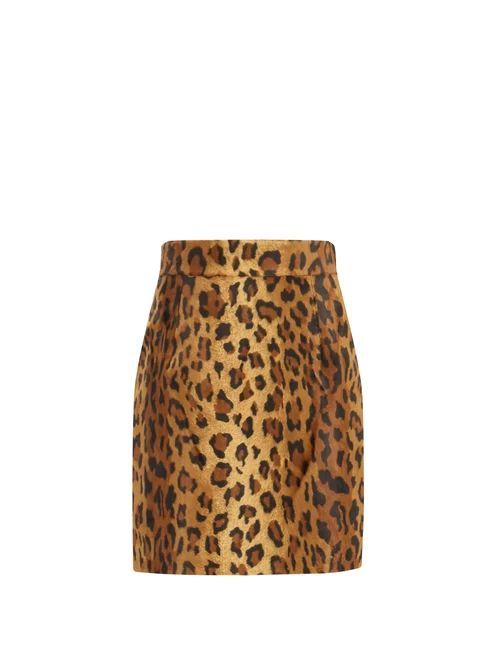 Eiko Cheetah-print Cotton-blend Velvet Mini Skirt - Womens - Leopard