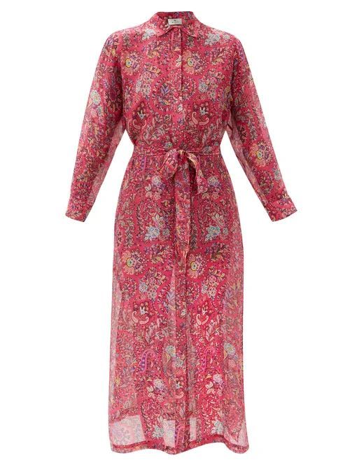 Etro - Giannutri Paisley-print Cotton-blend Shirt Dress - Womens - Pink Multi