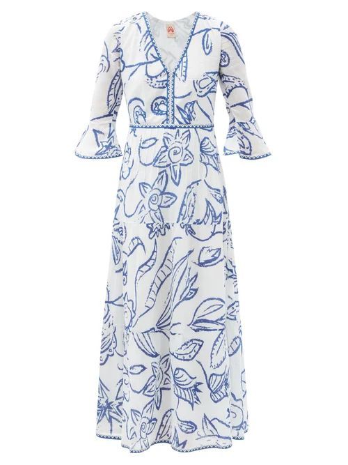 Le Sirenuse, Positano - Bella Paisley-print Cotton-crepe Maxi Dress - Womens - Blue Print