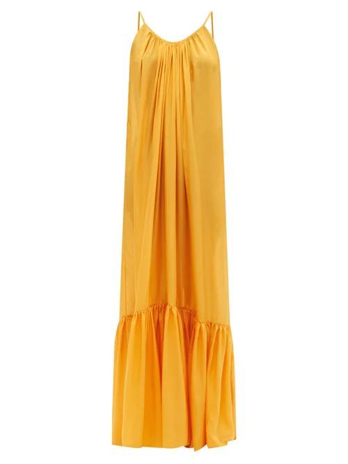 Kalita - Brigitte Low-back Silk-habotai Maxi Dress - Womens - Yellow
