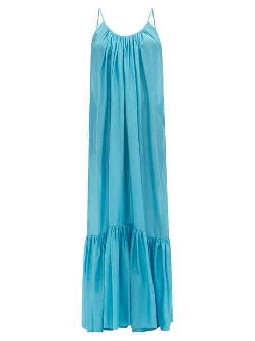 Kalita - Brigitte Low-back Silk-habotai Maxi Dress - Womens - Light Blue