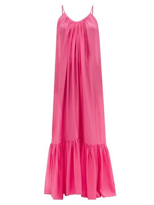 Kalita - Brigitte Low-back Silk-habotai Maxi Dress - Womens - Pink