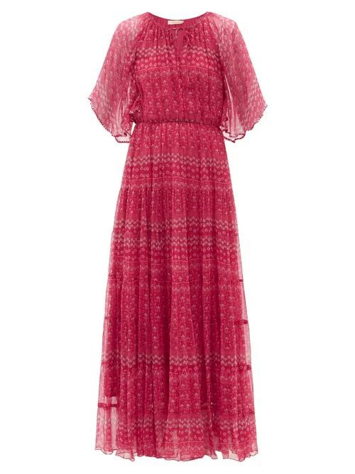 Gabor Floral-print Chiffon Dress - Womens - Pink