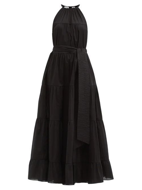 Julia Tiered Halterneck Cotton Dress - Womens - Black