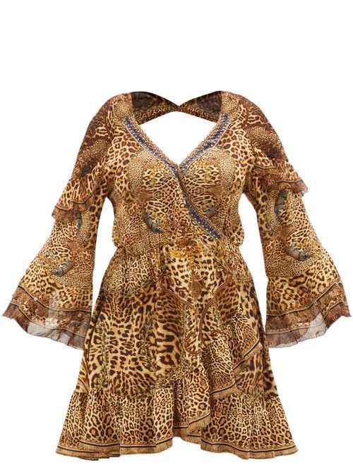Lady Lodge Leopard-print Silk Mini Dress - Womens - Leopard