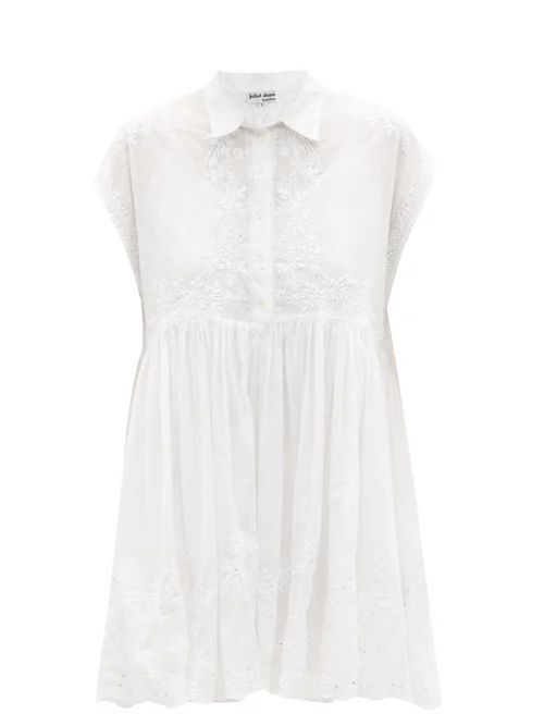 Hand-embroidered Cotton Mini Shirt Dress - Womens - White