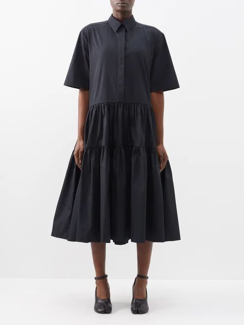 Edition Primrose Tiered Cotton-poplin Shirt Dress - Womens - Black