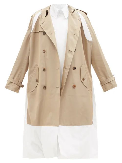 Layered Cotton-twill Trench Coat - Womens - Beige White