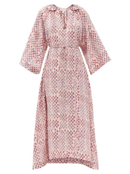 Keeper Floral-print Belted Silk Maxi Dress - Womens - Pink Multi