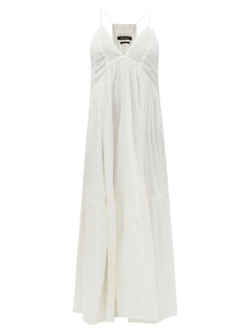 Katniss V-neck Cotton-blend Voile Maxi Dress - Womens - Ivory