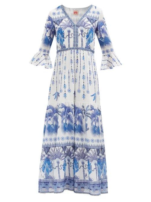 Le Sirenuse, Positano - Bella Winter Garden-print Cotton Dress - Womens - Blue Print