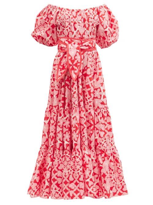 Hester Bly - Laaka Ema Floral-print Cotton-poplin Maxi Dress - Womens - Pink