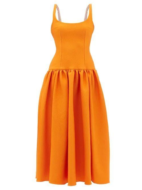 Galen Scoop-neck Cloqué Dress - Womens - Orange
