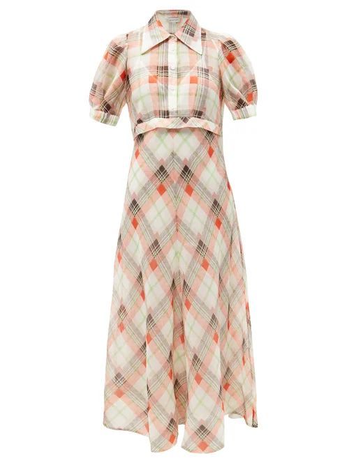 Eugenie Check Silk-blend Voile Shirt Dress - Womens - Multi