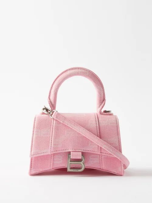 Hourglass Xs Logo-print Denim Cross-body Bag - Womens - Pink
