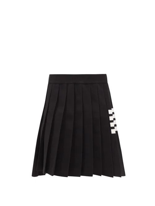 Four-bar Pleated Wool-blend Skirt - Womens - Black