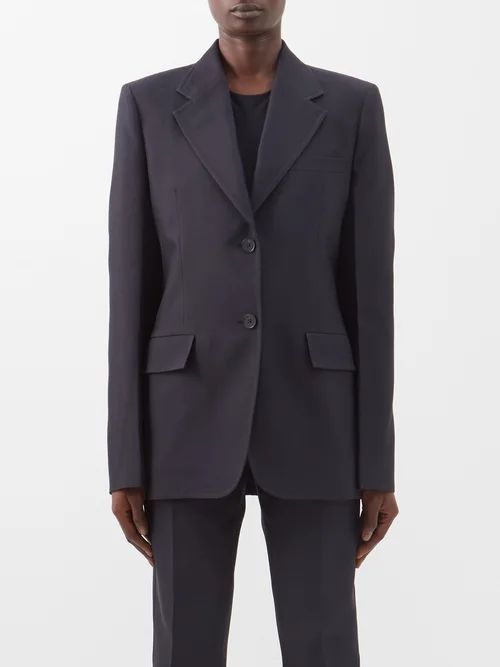 Nylon-blend Gabardine Suit Jacket - Womens - Navy