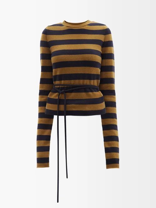 No.202 Minus Striped Stretch-cashmere Sweater - Womens - Green Stripe
