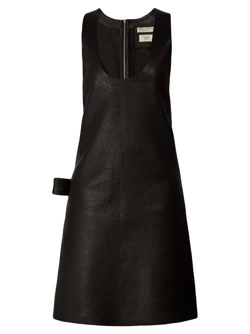 Patch-pocket Leather Midi Dress - Womens - Black