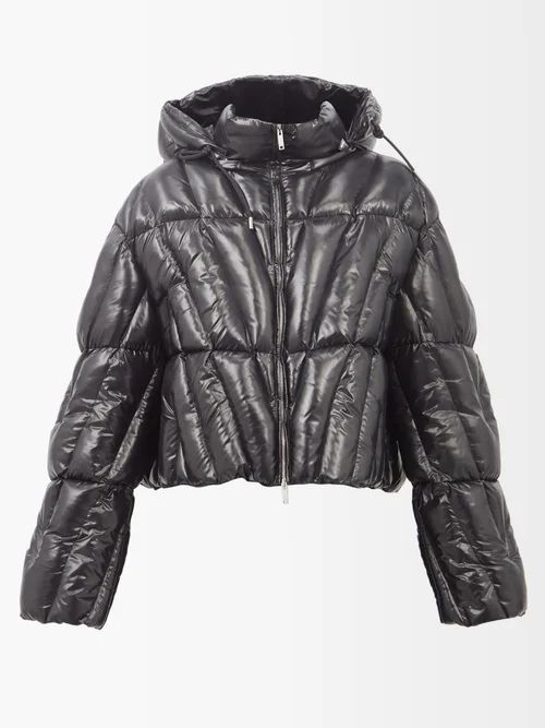 Optical Valentino Hooded Padded-nylon Coat - Womens - Black