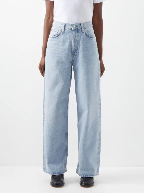 Low Rise Baggy Organic-denim Jeans - Womens - Light Denim