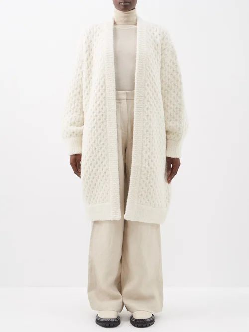 Oversized Longline Alpaca-blend Cardigan - Womens - Ivory