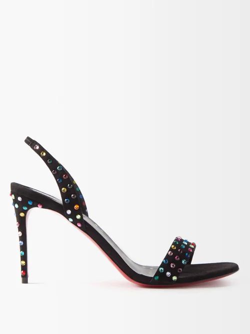 Marylin Slingback Crystal-studded Suede Sandals - Womens - Multi