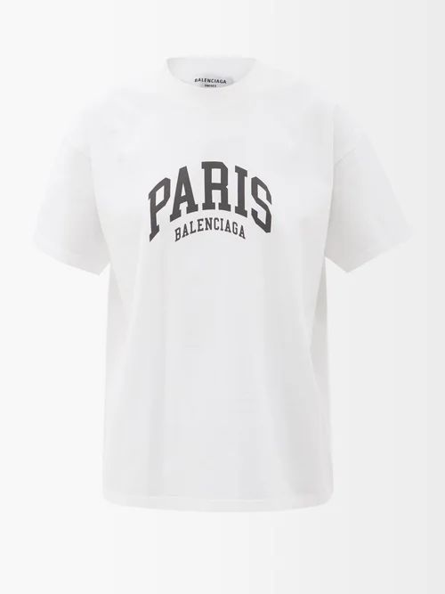 Logo-print Cotton-jersey T-shirt - Womens - White Black