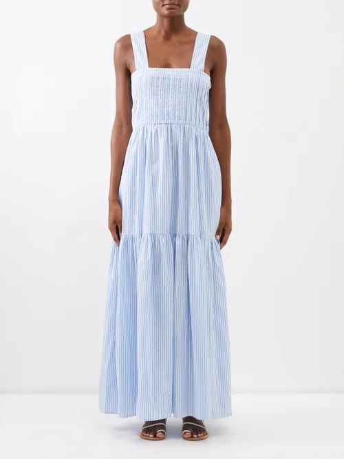 Penelope Striped Cotton-voile Maxi Dress - Womens - Blue Stripe