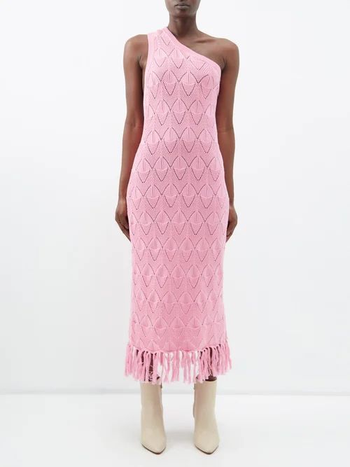 Martin Tassel-trim Pointelle-knit Cotton Dress - Womens - Light Pink