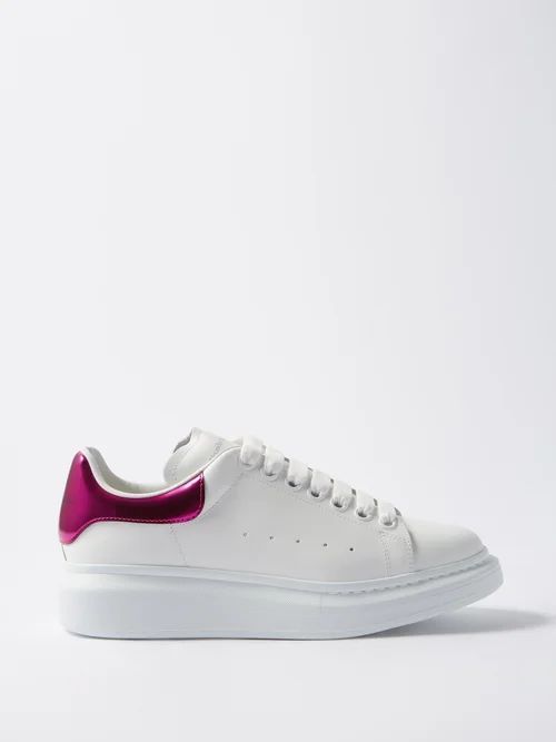 Oversized Raised-sole Leather Trainers - Womens - White