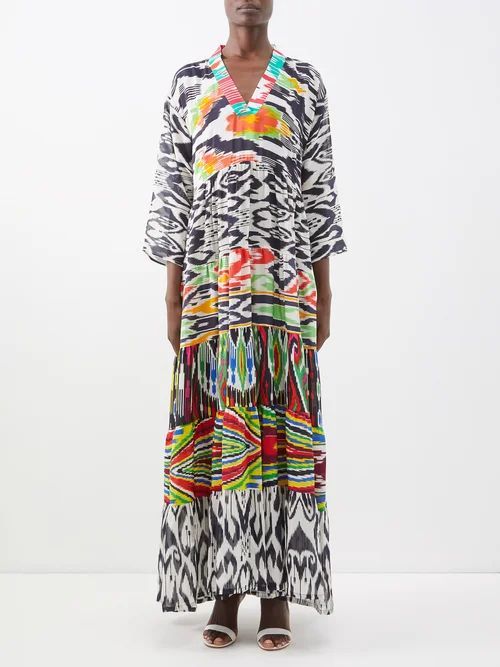 Patchworked Vintage Ikat-silk Maxi Dress - Womens - Multi