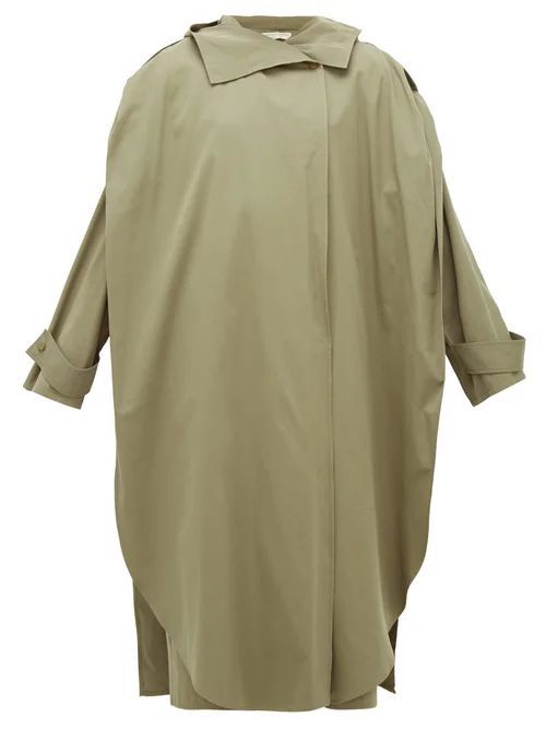 Oversized Wrap Cotton-blend Trench Coat - Womens - Khaki