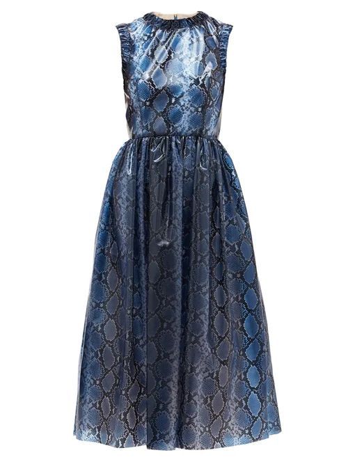 Maidy Python-print Pvc Dress - Womens - Blue Multi