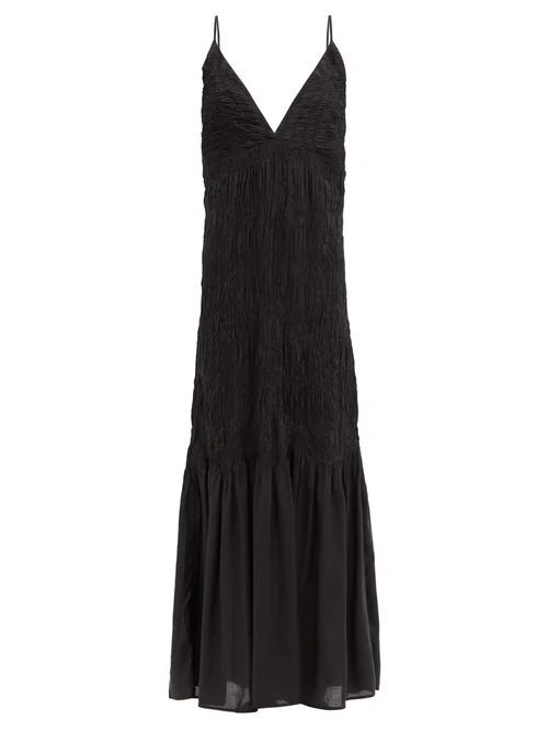 Mara Hoffman - Keira Shirred Modal Maxi Dress - Womens - Black