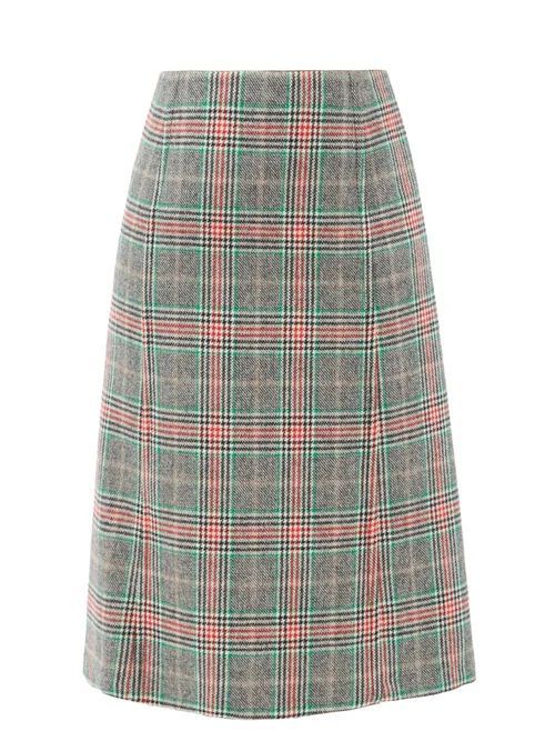 Prince-of-wales Checked Wool-blend Skirt - Womens - Multi