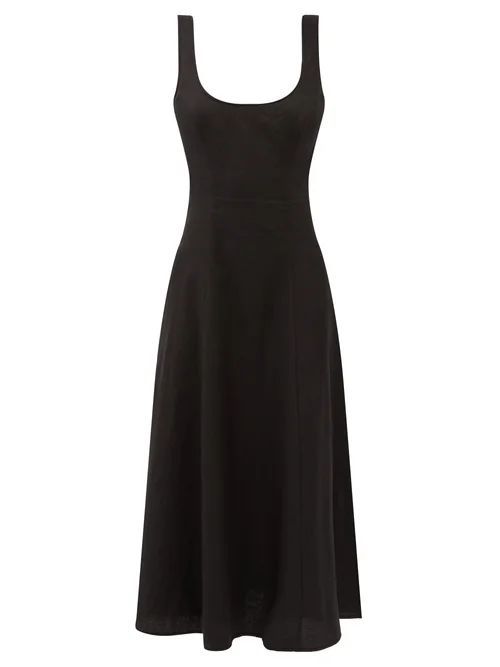 Lulu Cutout-back Linen Midi Dress - Womens - Black