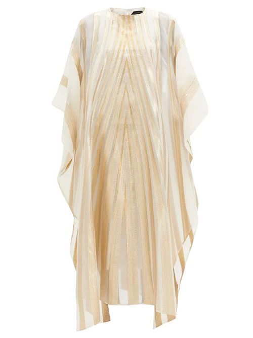 Mrs. Loren Metallic-striped Organza Dress - Womens - White Multi