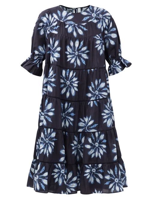 Merlette - Paradis Tiered Shibori-dyed Cotton Sun Dress - Womens - Blue Multi