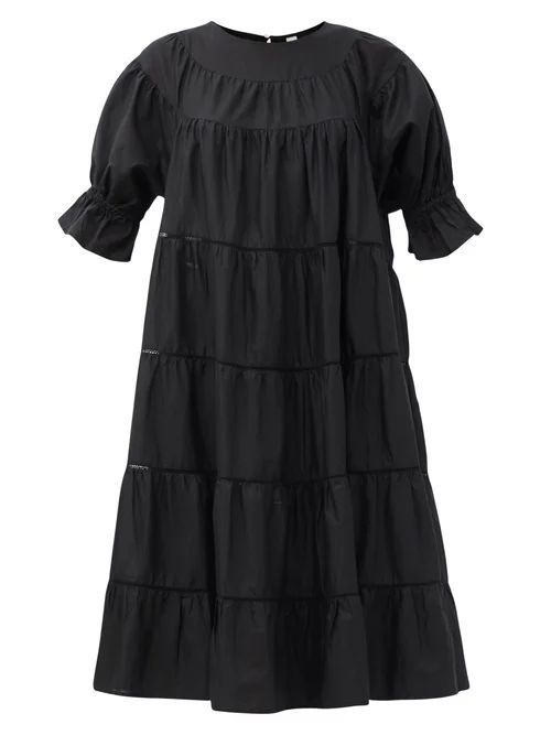 Merlette - Paradis Tiered Cotton Sun Dress - Womens - Black