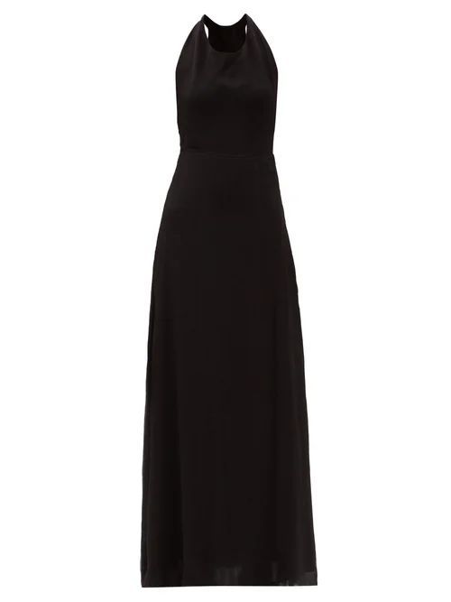 Loli Halterneck Silk Maxi Dress - Womens - Black Cream