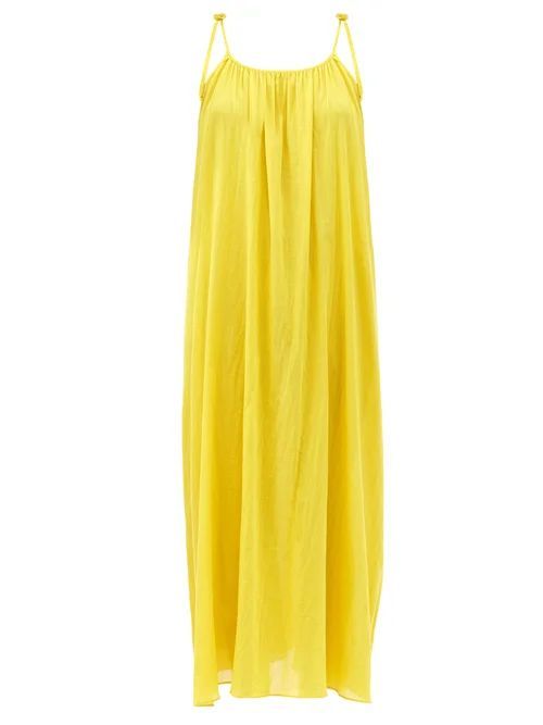 Loup Charmant - Tie-strap Cotton-voile Maxi Dress - Womens - Yellow