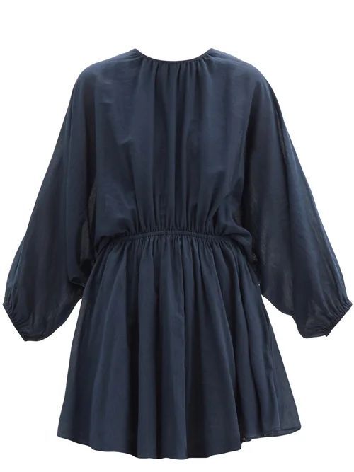 Loup Charmant - Kitta Open-back Organic-cotton Mini Dress - Womens - Navy