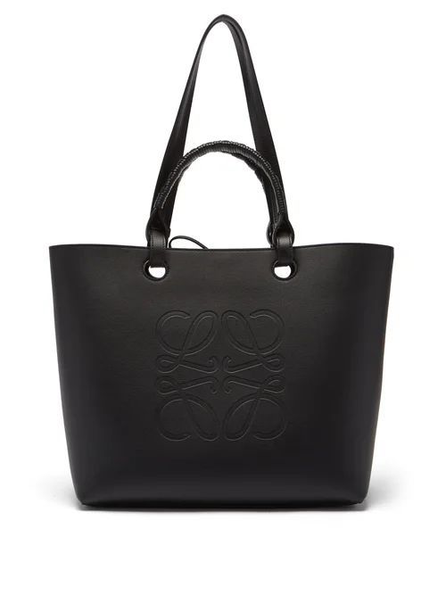 Loewe - Anagram-debossed Leather Tote Bag - Womens - Black