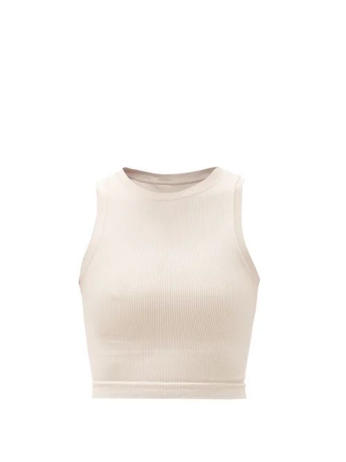 Prism² - Luminous Ribbed Stretch-jersey Tank Top - Womens - Beige